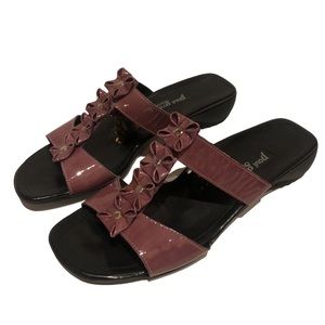 Paul Green Patent Leather Purple Rosette Rose Spring Sandals Womens 7 Square Toe